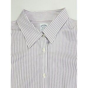 Brooks Brothers Womens French Cuff Fitted Non Iron Size 22W White Stripe Shirt